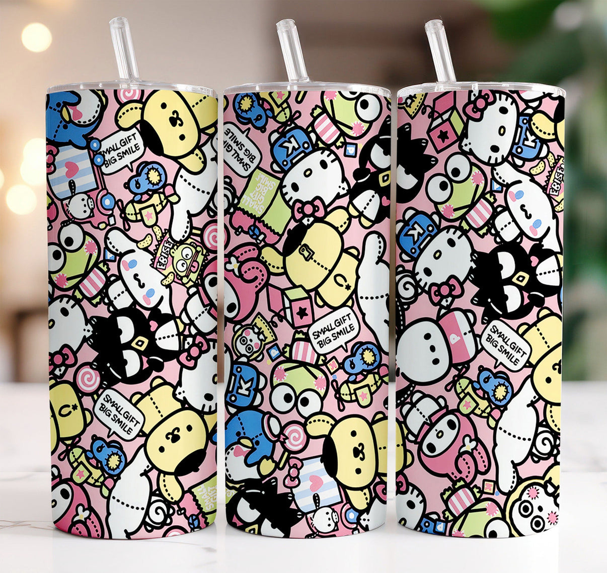 Tumbler Skinny 20oz sublimado con diseño de Hello Kitty