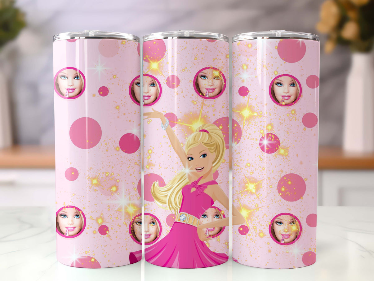 Tumbler Skinny 20oz sublimado con diseño Barbie
