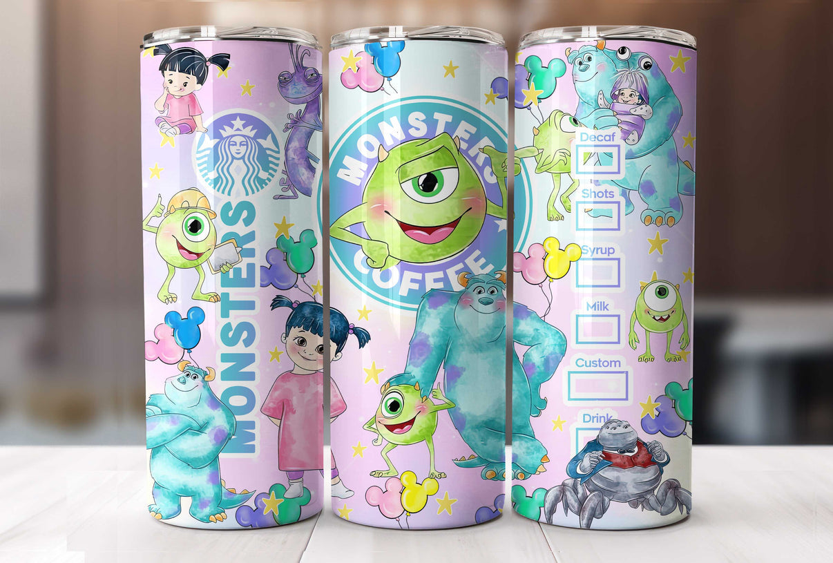 Tumbler Skinny 20oz sublimado con diseño Monsters Inc